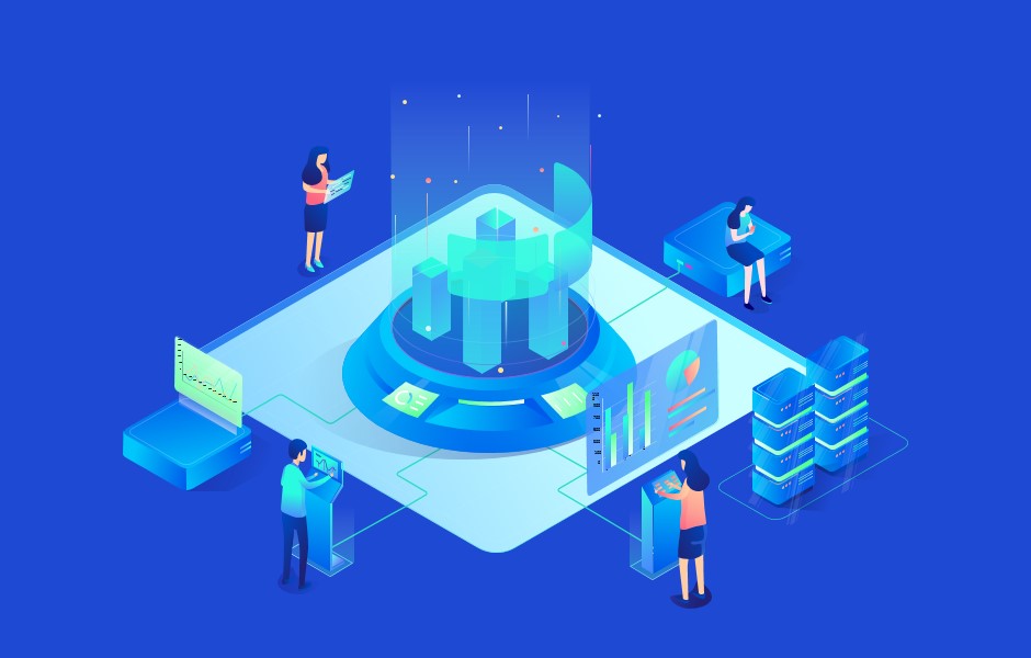 数据可视化展示插画Axure原型素材