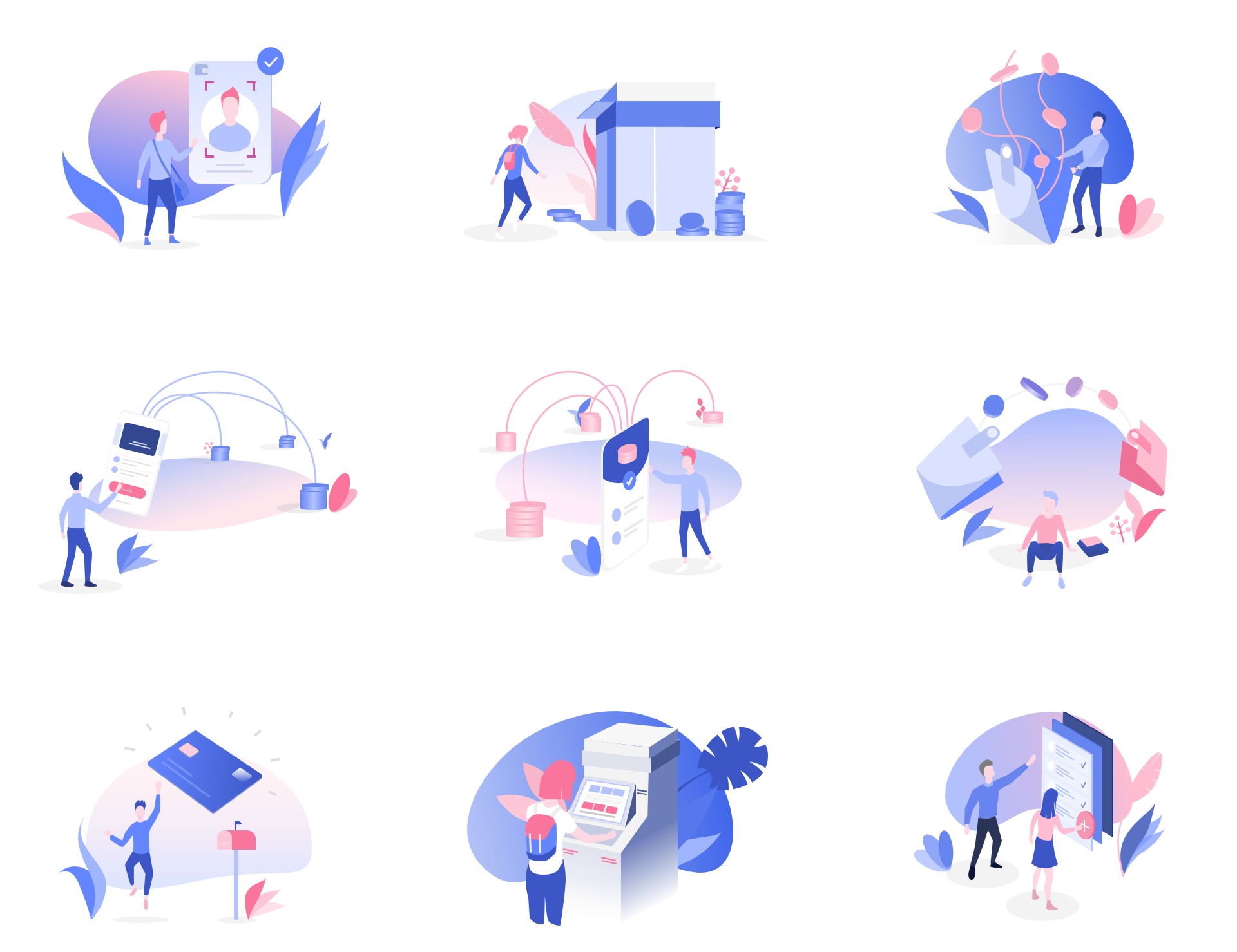 9个金融数字安全元素插画Axure原型素材