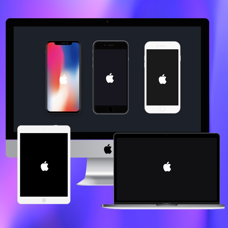 iPhone、MacBook、iMac、iPad苹果设备素材实物扁平